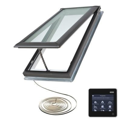 VELUX Skylight, 30-1/16 x 37-7/8" Electric Fresh Air Venting Deck-Mount w/Laminated LoE3 Glass & Electric Blackout Blind - White
