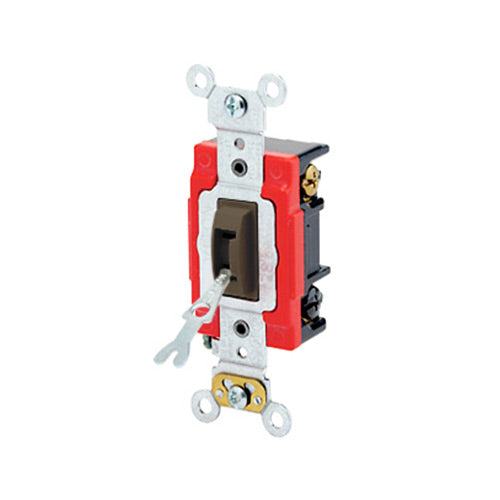 Leviton 3-Way Locking Toggle Switch, 20A, 120/277V, Brown, Industrial Grade   