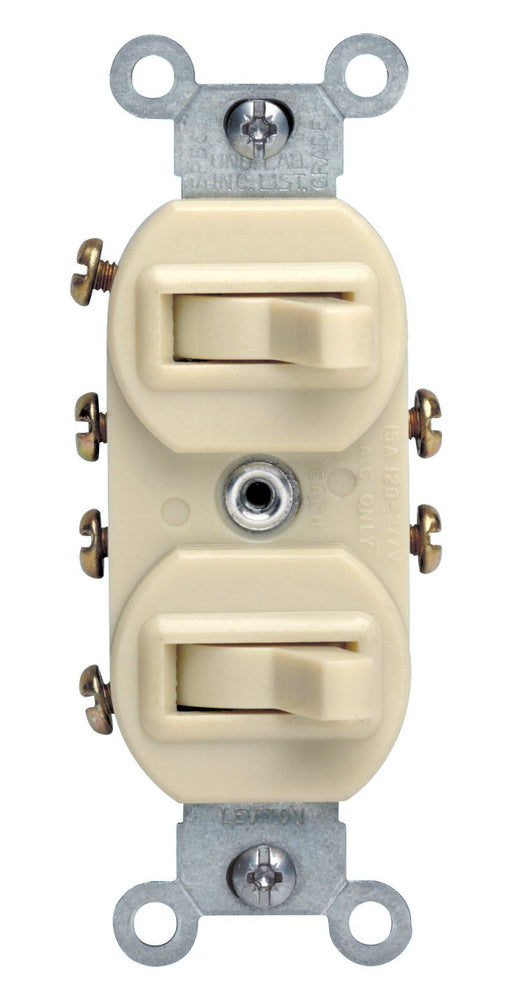 Leviton Switch Combo, -2 3-Way, 15A, Ivory      