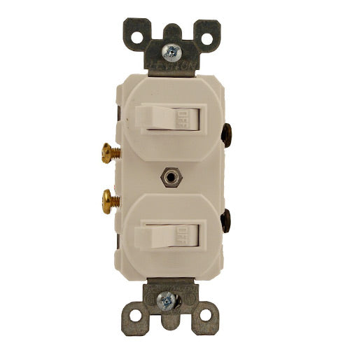 Leviton 20 Amp Duplex Combination Switch, Ivory      