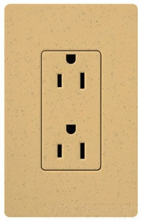 Lutron Duplex Outlet, 125 VAC at 60 Hz, 15A, 2-Pole, 3-Wire, 5-15R, Grounding Dimming Receptacle - Satin Goldstone