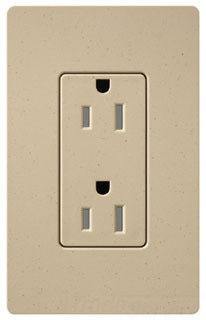 Lutron Duplex Outlet, 125 VAC at 60 Hz, 20A, 2-Pole, 3-Wire, 5-20R, Tamper Resistant, Grounding Dimming Receptacle - Satin Desert Stone