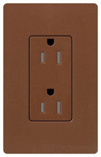 Lutron Duplex Outlet, 125 VAC at 60 Hz, 20A, 2-Pole, 3-Wire, 5-20R, Tamper Resistant, Grounding Dimming Receptacle - Satin Sienna