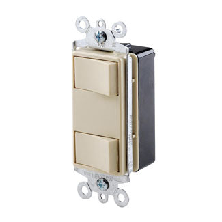 Leviton Combination Rocker Switch, Decorator Illuminated Dual Rocker, 120V 15A, Commercial/Residential Grade - White