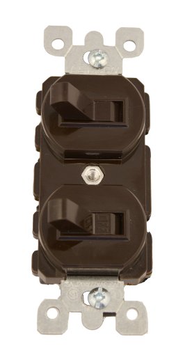 Leviton Combo Switch, Duplex Light, 15A 120/277VAC 1-Pole, 3-Way - Brown