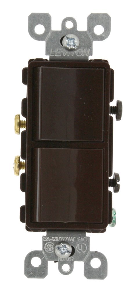 Leviton Combo Switch, Decora Light, 15A 120/277V 1-Pole Grounding - Brown