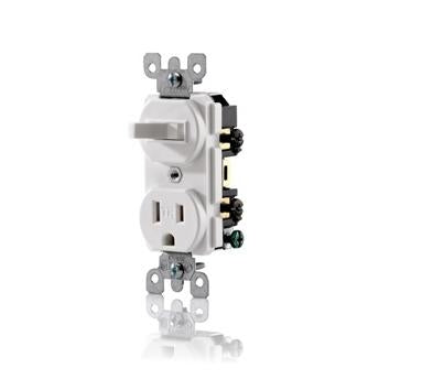 Leviton Switch / Receptacle Combo, 15A, White      